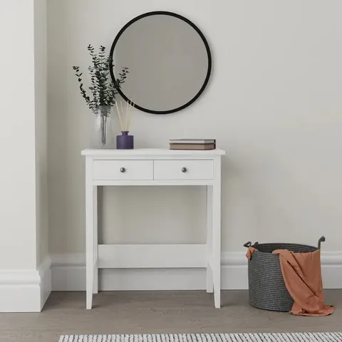 BOXED LYNTON SMALL 2 DRAWER DRESSING TABLE - WHITE (1 BOX)