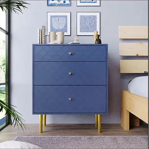CARINNE 3 DRAWER 75CM WIDE CHEST IN NAVY BLUE