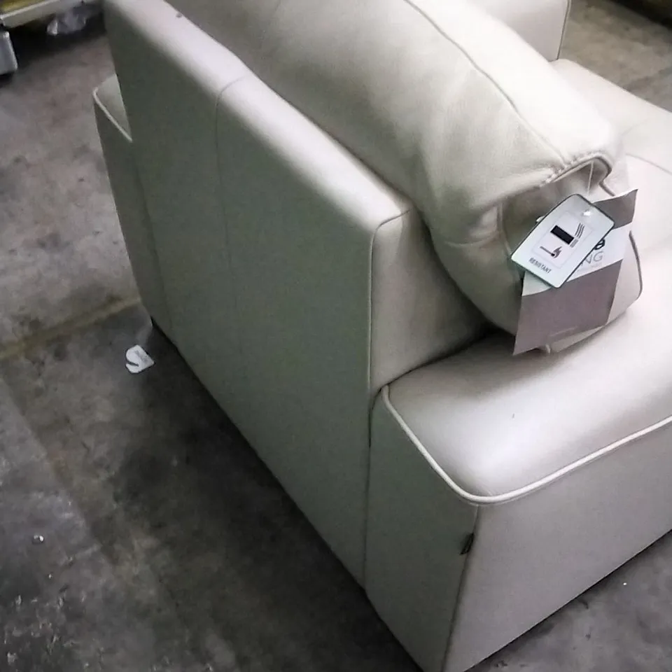 QUALITY ITALIAN DESIGNER MARCOS WHITE GREY LEATHER ARMCHAIR