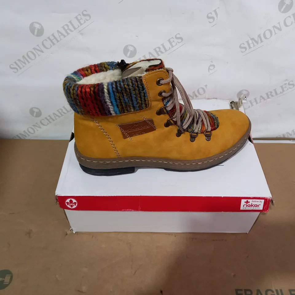 BOXED PAIR OF RIEKER BOOTS - SIZE 41