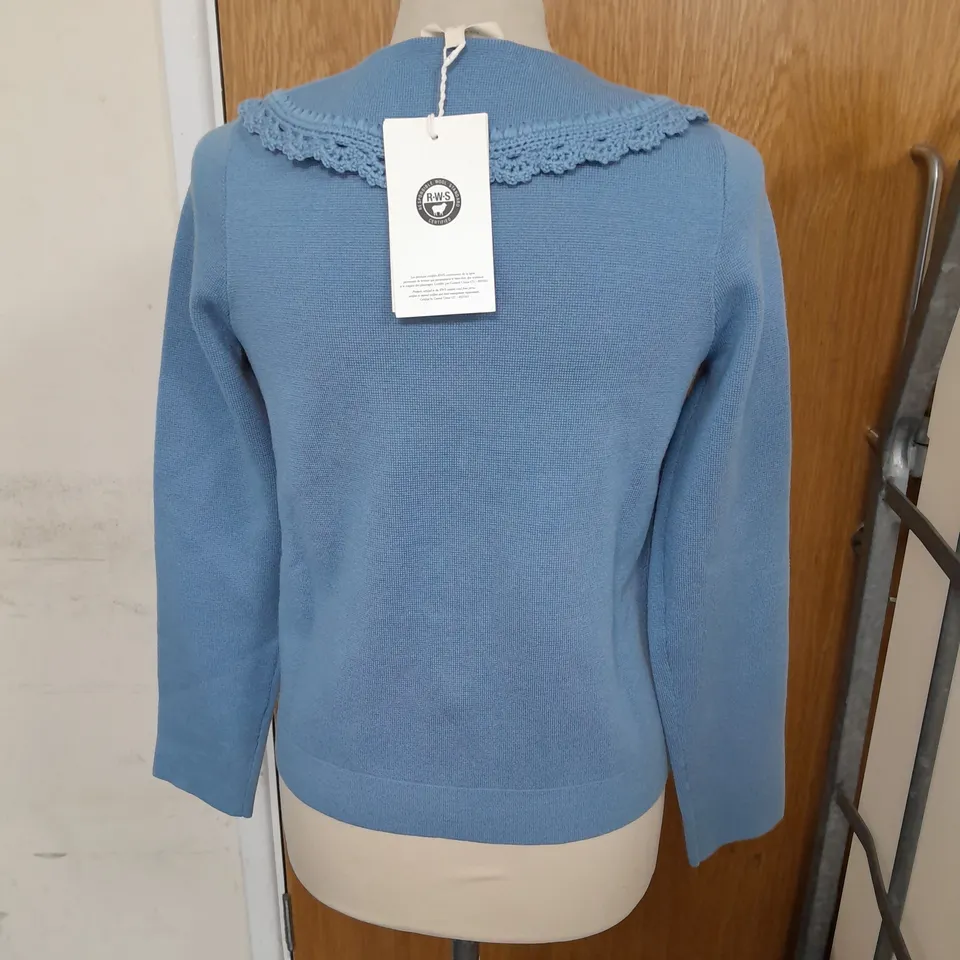 LA MAILLE SEZANE GILET BETTANY CARDIGAN IN VINTAGE BLUE SIZE XS