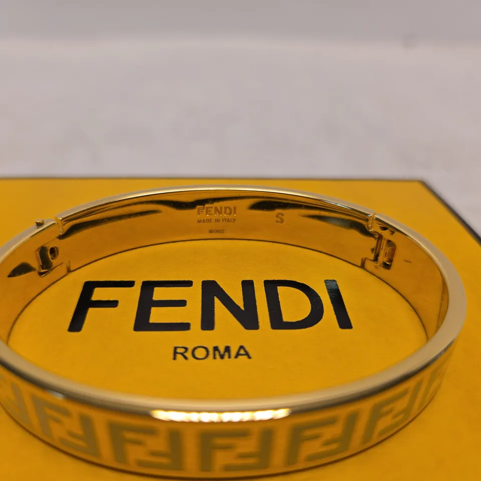 FENDI BRACELET – GOLD-TONE WITH FF PATTERN IN BOX