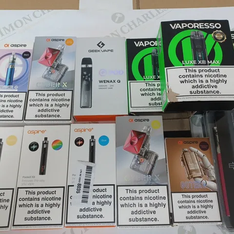 LOT OF 20 ASSORTED E-CIGS TO INCLUDE ASPIRE, VAPORESSO AND GEEKVAPE