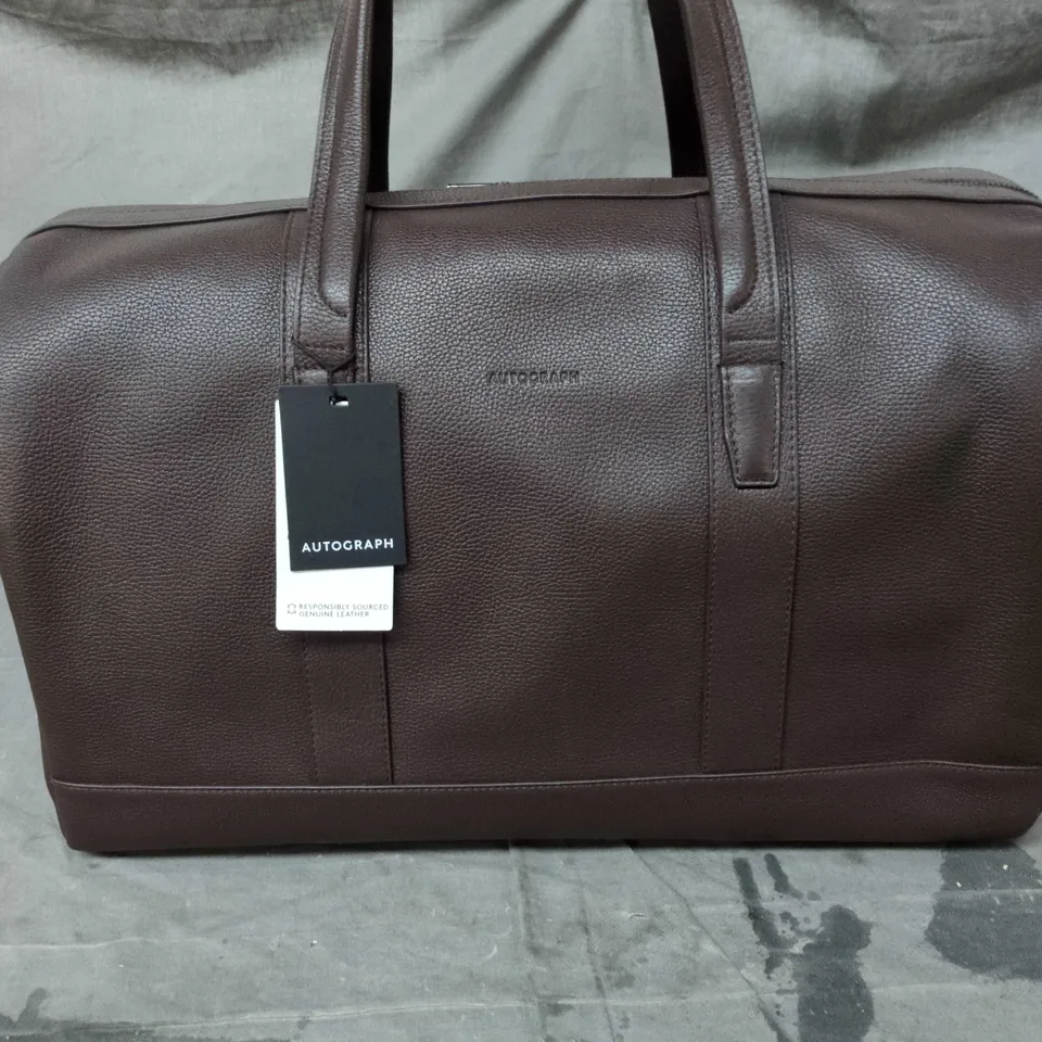 AUTOGRAPH BROWN LEATHER HOLDALL