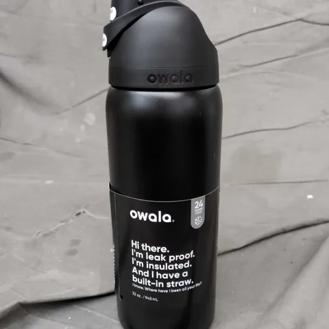 OWALA 32 OZ INSULATED WATER BOTTLE WITH BUILT-IN STRAW – BLACK