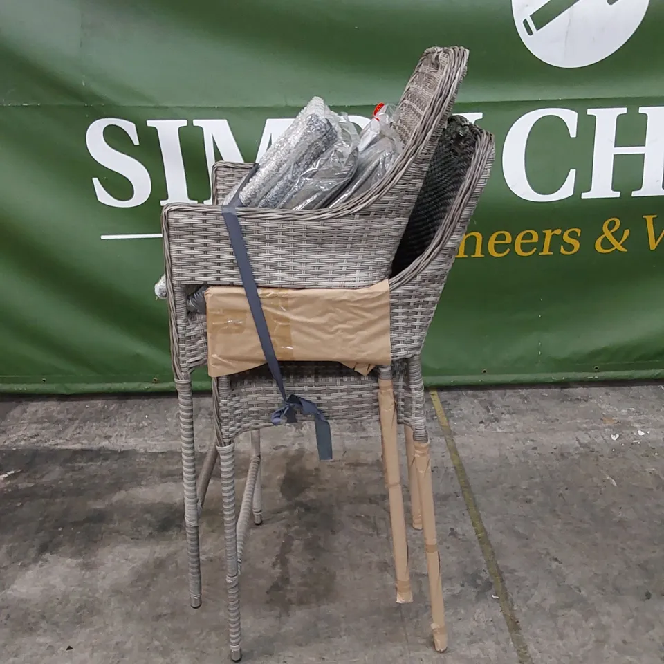 PAIR OF PORTO PATIO BAR STOOLS IN GREY