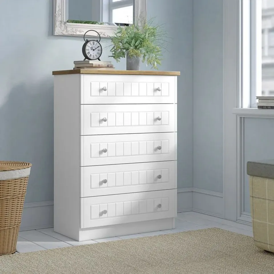 FULLY ASSEMBLED ROSIO 5 DRAWER CHEST