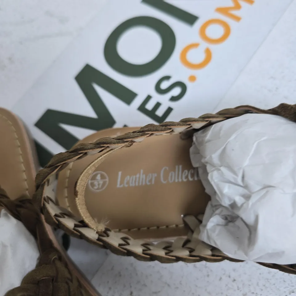 LEATHER COLLECTION BROWN WOVEN SANDALS – UK 4 (EU 37)