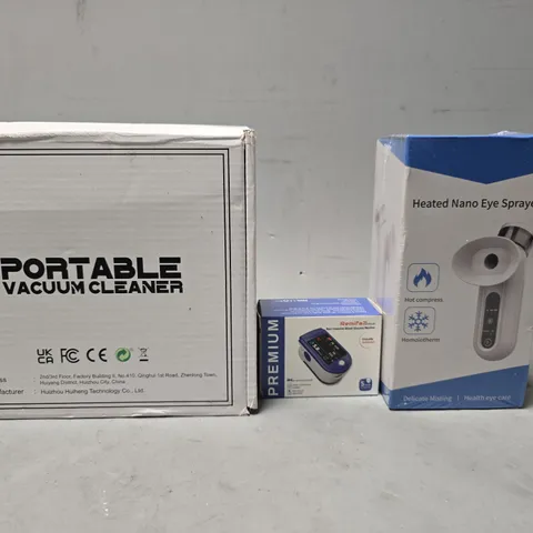 APPROXIMATELY 8 ASSORTED ITEMS TO INCLUDE - PORTABLE VACUUM CLEANER , NANO EYE SPRAYER , BLOOD GLUECOSE MONITOR ETC