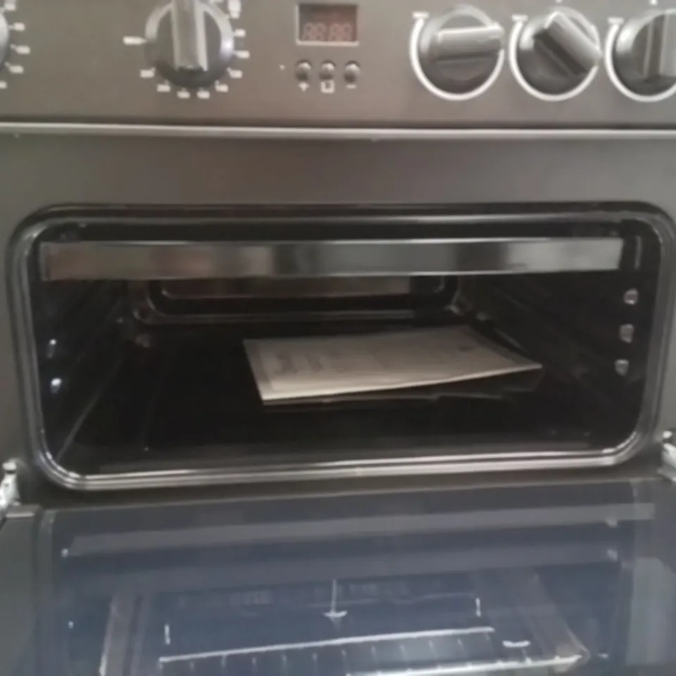 BOXED SWAN SX16720B 60CM ELECTRIC TWIN OVEN CERAMIC HOB COOKER - BLACK