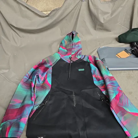 ION SURFING ELEMENTS MEN'S HOODED JACKET – MULTICOLOURED SLEEVES, SIZE UK M (EU 38) 