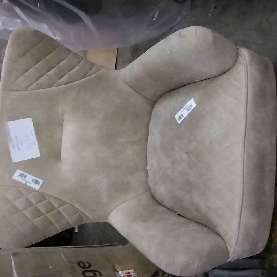QUALITY DESIGNER SWIVEL PLUSH BEIGE ARMCHAIR 