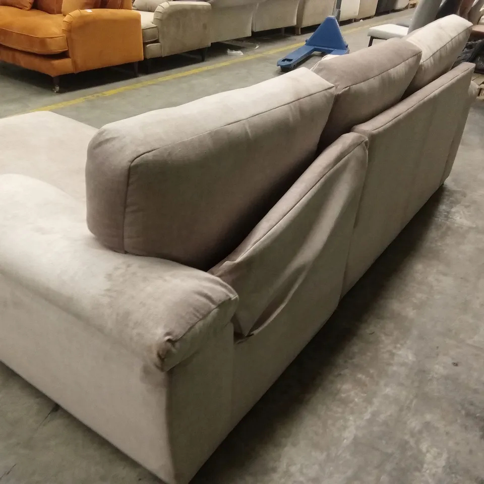 ELIZA LEFT HAND 3 SEATER FABRIC CHAISE SOFA - BEIGE RRP £1149