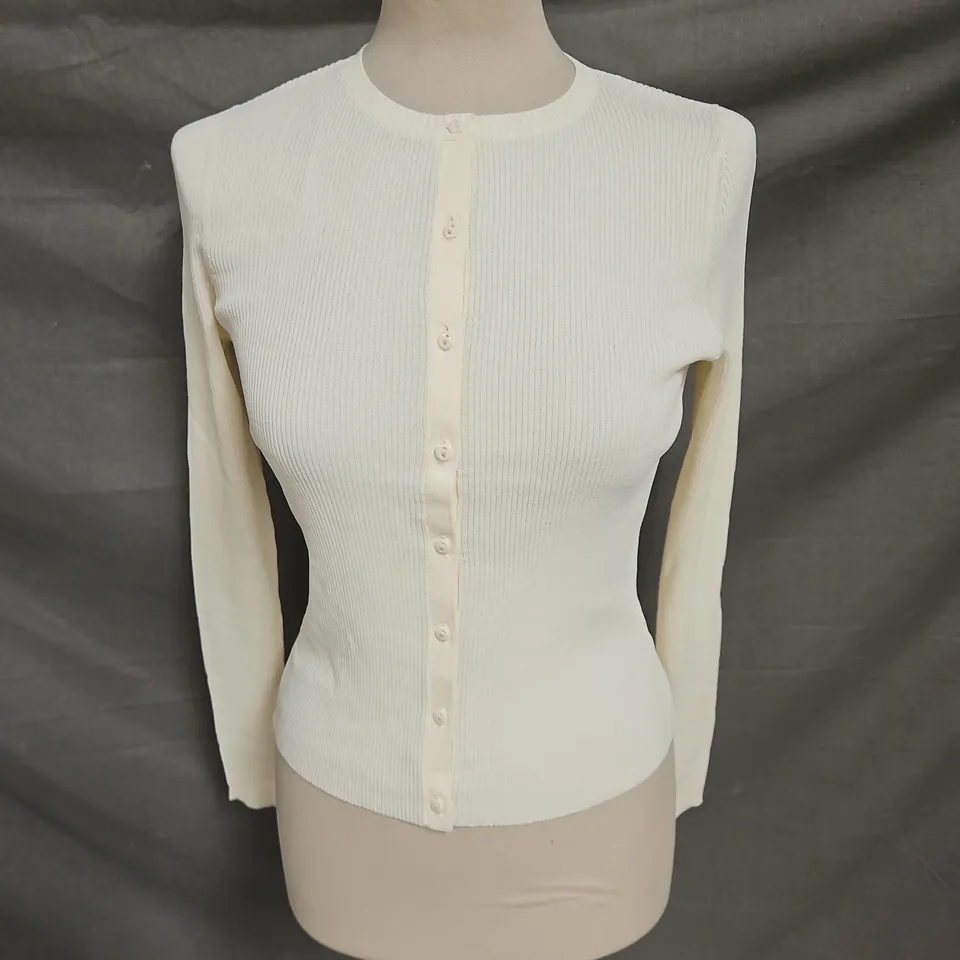 ANYDAY SKIN RIB KNIT CARDIGAN IN PALE YELLOW SIZE M