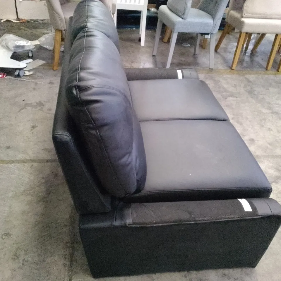 QUALITY DESIGNER KENTON SMALL 2 SEATER SOFA - BLACK LEATHER