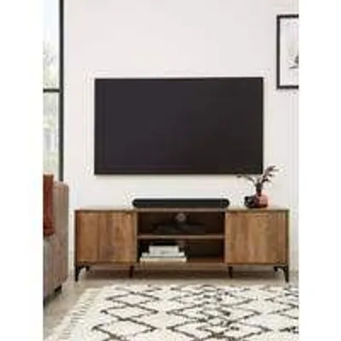 BOXED WAKEFIELD 2 DOOR TV UNIT - UP TO 55", DARK OAK (1 BOX)