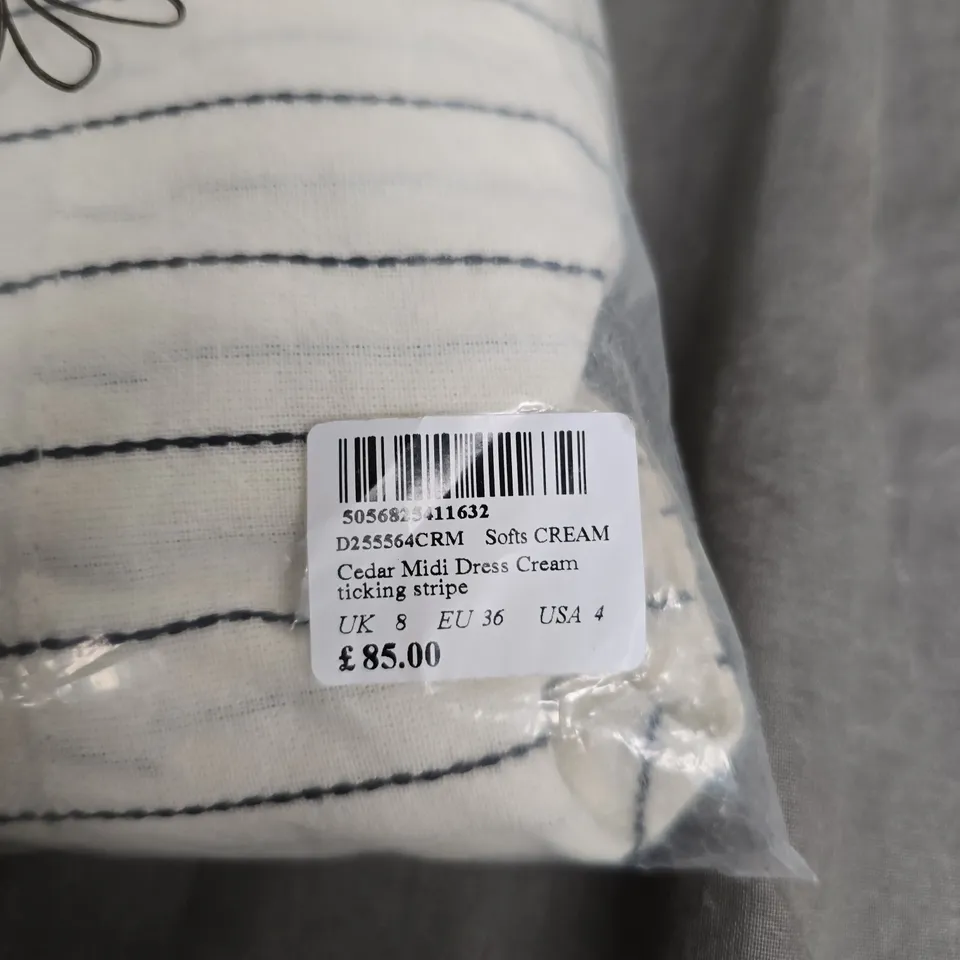 NOBODY'S CHILD CEDAR MIDI DRESS – CREAM TICKING STRIPE - EU 36