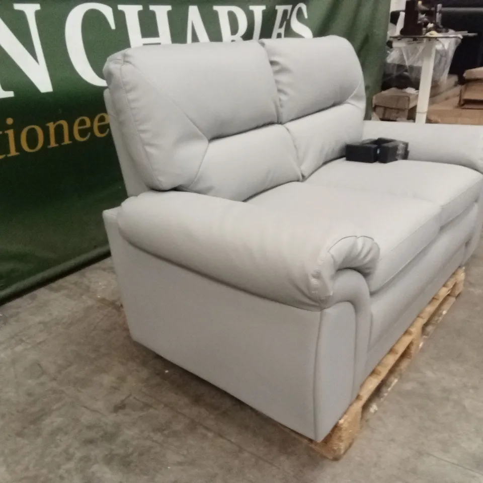 BROMLEY 2 SEATER SOFA, LIGHT GREY PREMIUM FAUX LEATHER