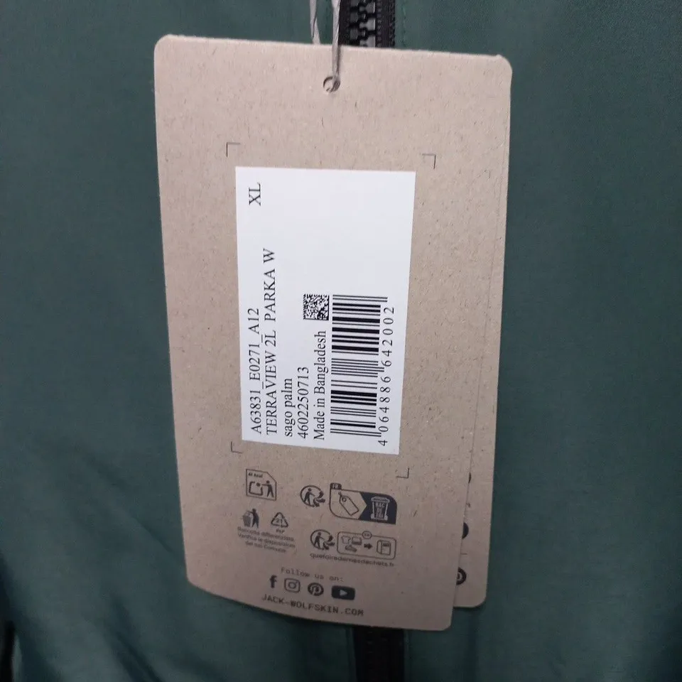 JACK WOLFSKIN WOMENS ZIP THROUGH JACKET IN GREEN - UK XL