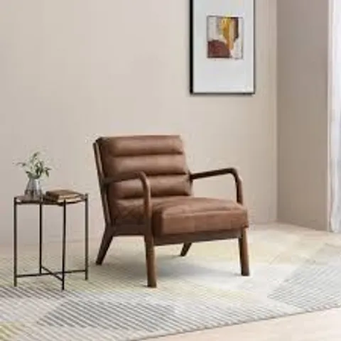 BOXED HAYLE FAUX LEATHER ARMCHAIR - BROWN (1 BOX)