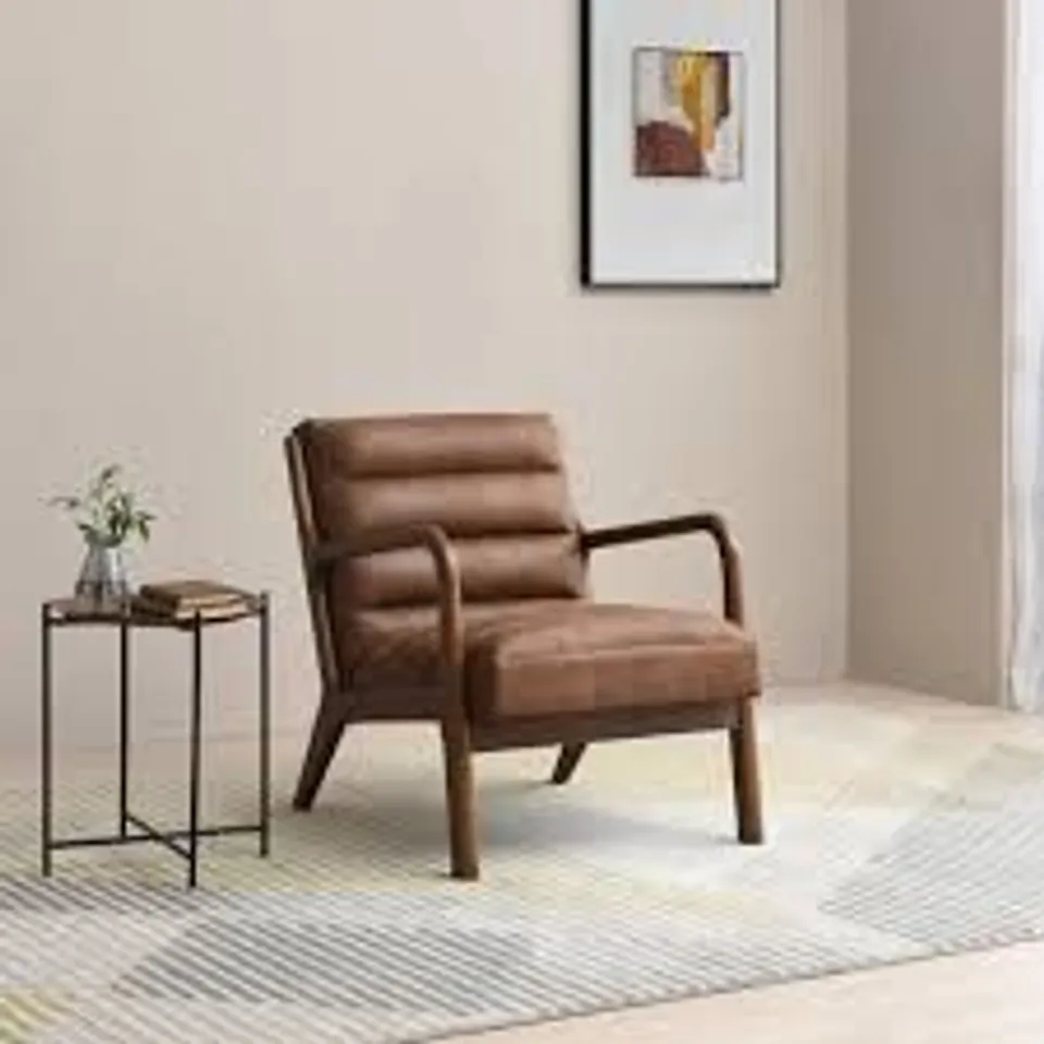 BOXED HAYLE FAUX LEATHER ARMCHAIR - BROWN (1 BOX)