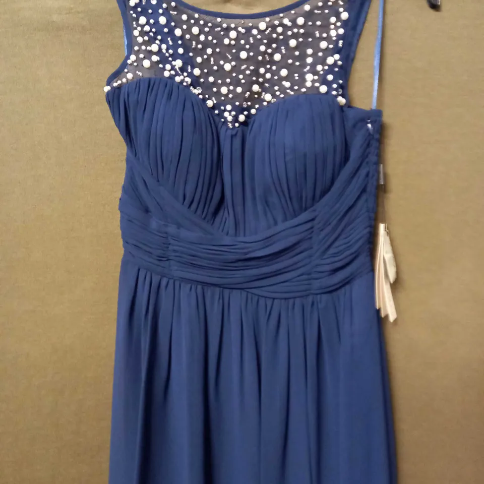 ROMAN BEADED YOKE MAXI DRESS IN NAVY - SIZE 8