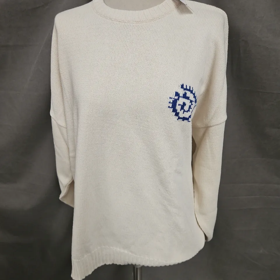 URBAN OUTFITTERS PATTERN SKATE FOLIAGE KNIT SWEATER IN CREAM SIZE XL