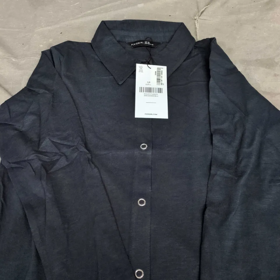 PIXIEGIRL NAVY BUTTON-DOWN SHIRT SIZE 10
