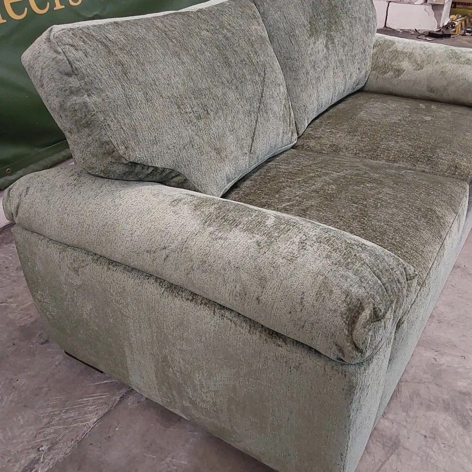QUALITY DESIGNER SALERNO STANDARD 2 SEATER FABRIC SOFA - OLIVE GREEN