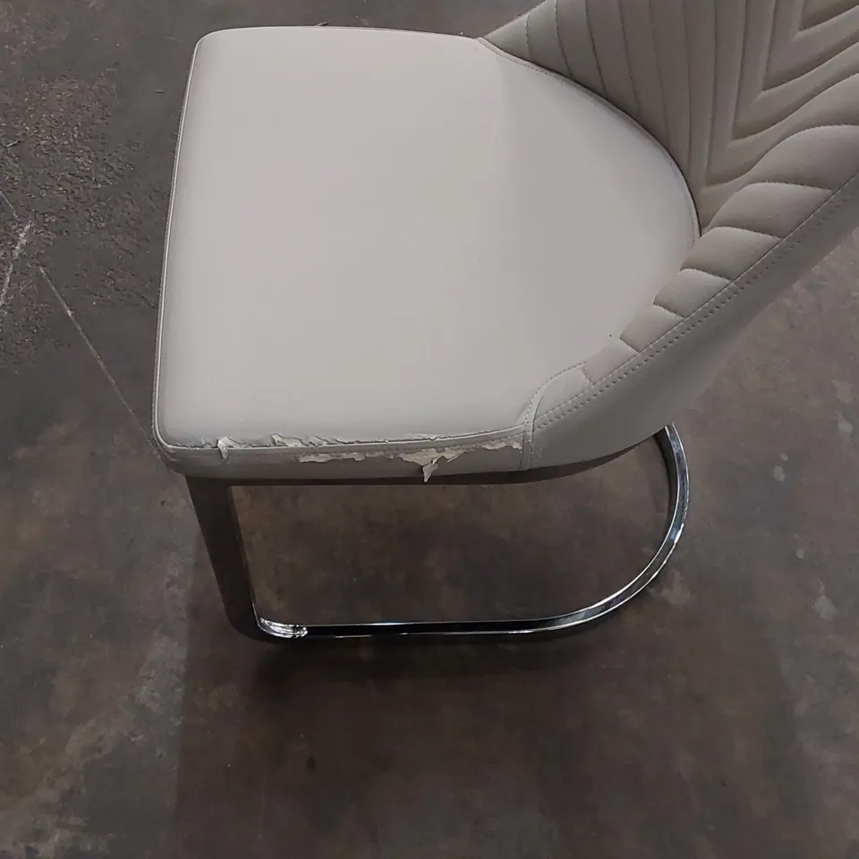 DESIGNER GREY FAUX LEATHER DINING CHAIR (1 ITEM)