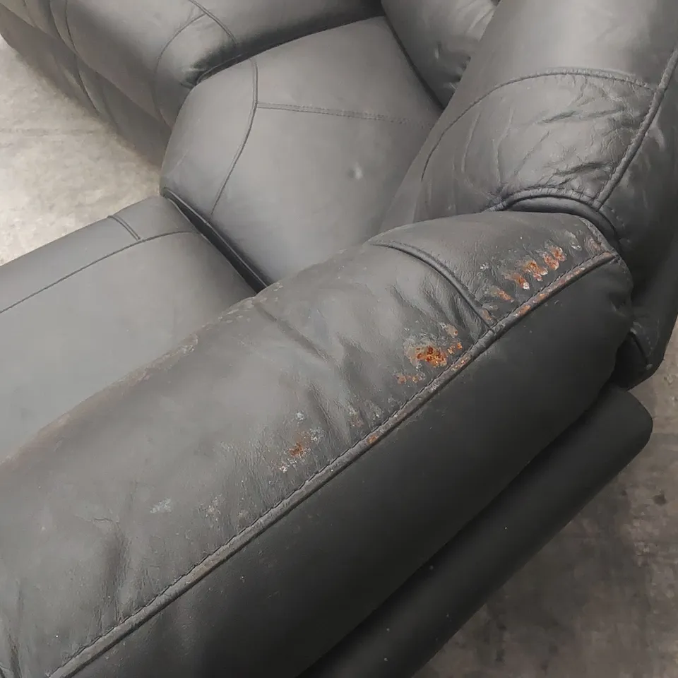LEIGHTON LEATHER/FAUX LEATHER HIGH BACK POWER RECLINER CORNER GROUP SOFA - BLACK RRP £2599