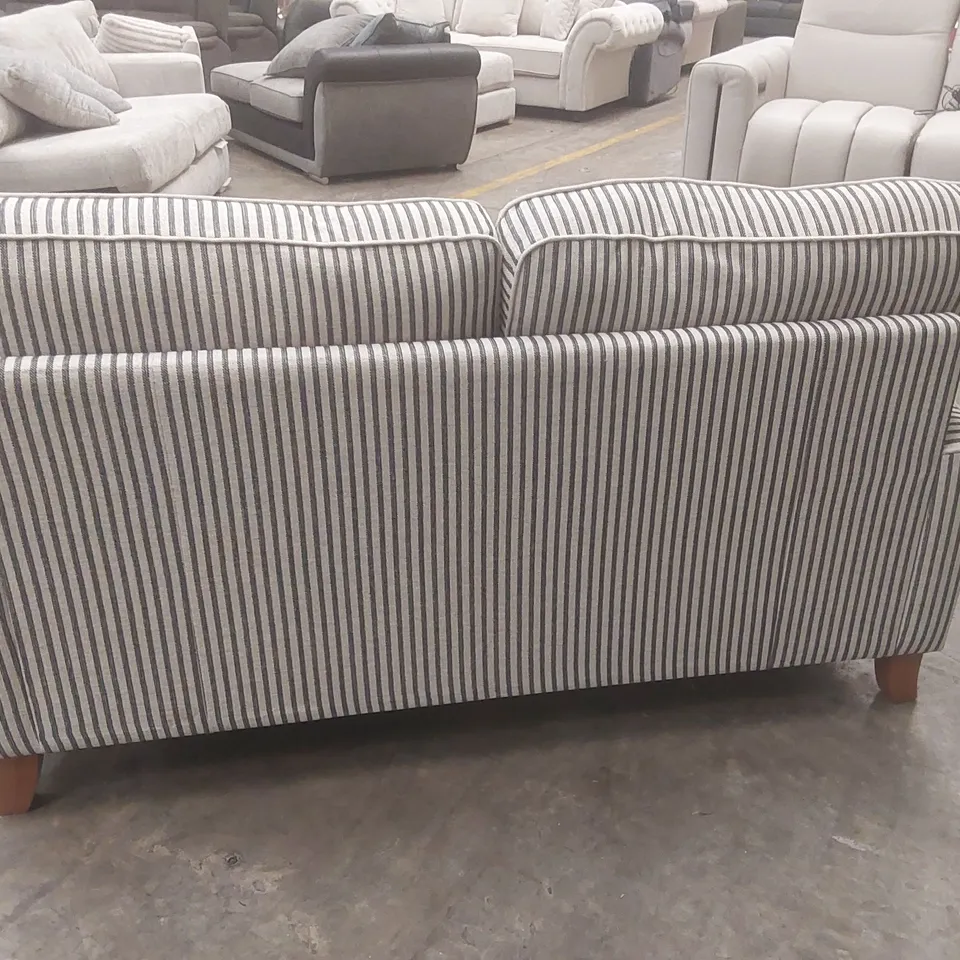 QUALITY DESIGNER BAY STRIPE 2 SEATER FABRIC UPHOLSTERED SOFA