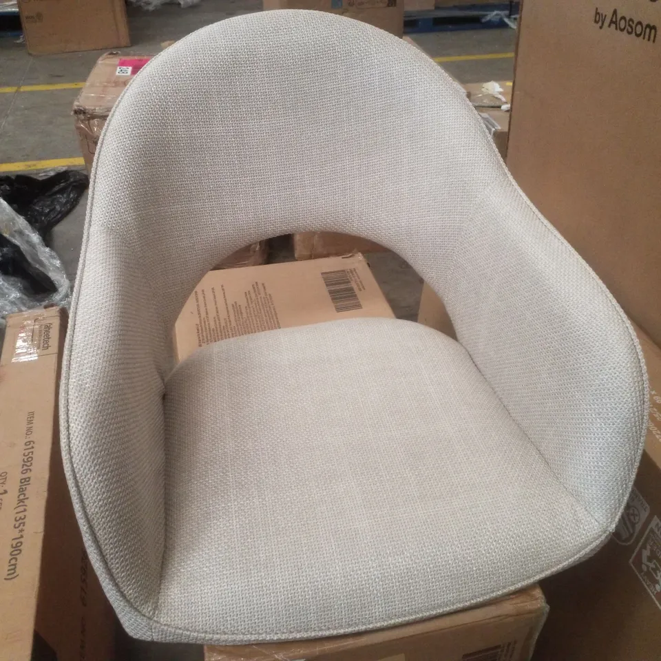 BOXED BEIGE DINING CHAIRS SET OF 2, UPHOLSTERED CHAIRS WITH ARMRESTS& WOODEN LEGS, WOOL LINEN BLEND ARMCHAIRS, ERGONOMIC KITCHEN CHAIR, LIVING ROOM CHAIR