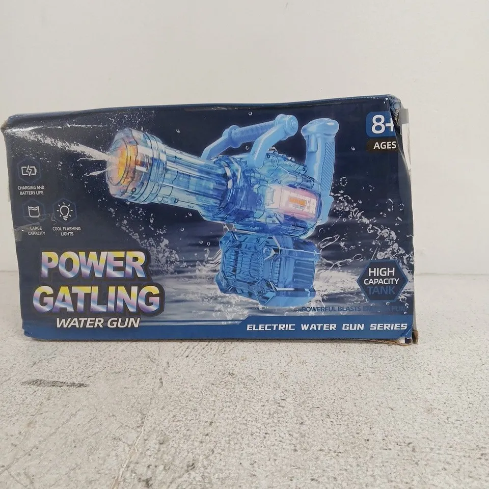 POWER GATLING WATER GUN – ELECTRIC WATER TOY, BOXED (8+)