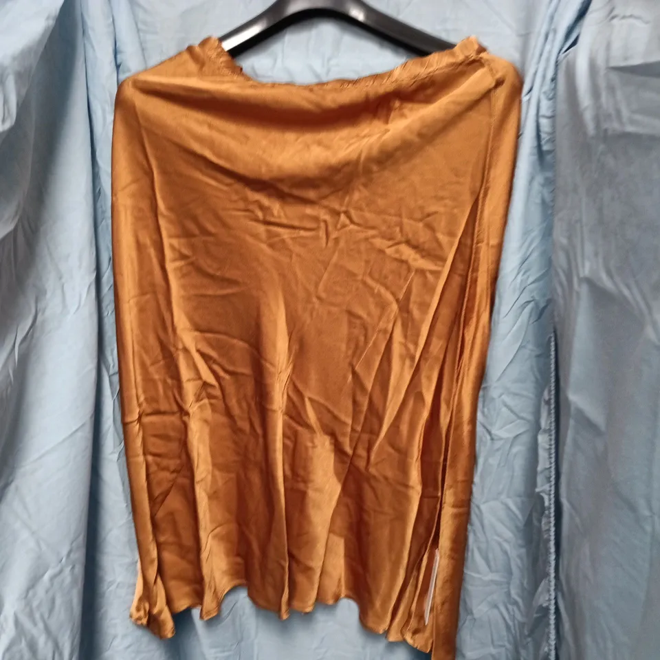 GHOST LONDON COPPER-BROWN SATIN SKIRT – UK SIZE XL