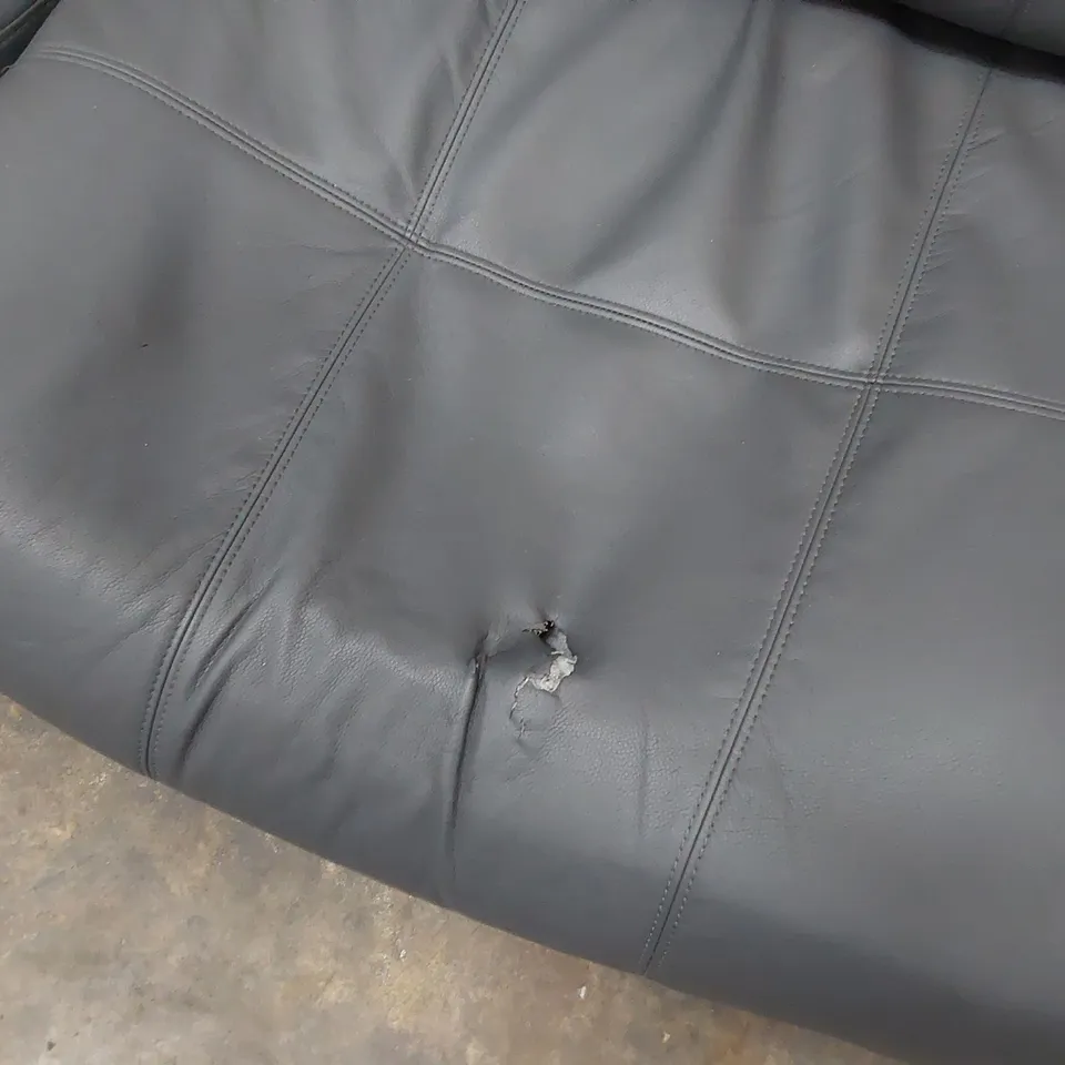 DESIGNER THREE SEATER SOFA GREY LEATHER 
