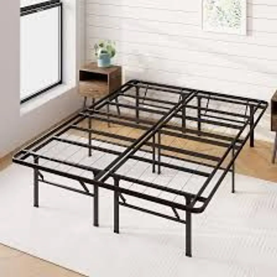 BOXED VASAGLE 90×190 BED FRAME WITH METAL SLATTED BASE, STORAGE SPACE UNDERNEATH, BLACK