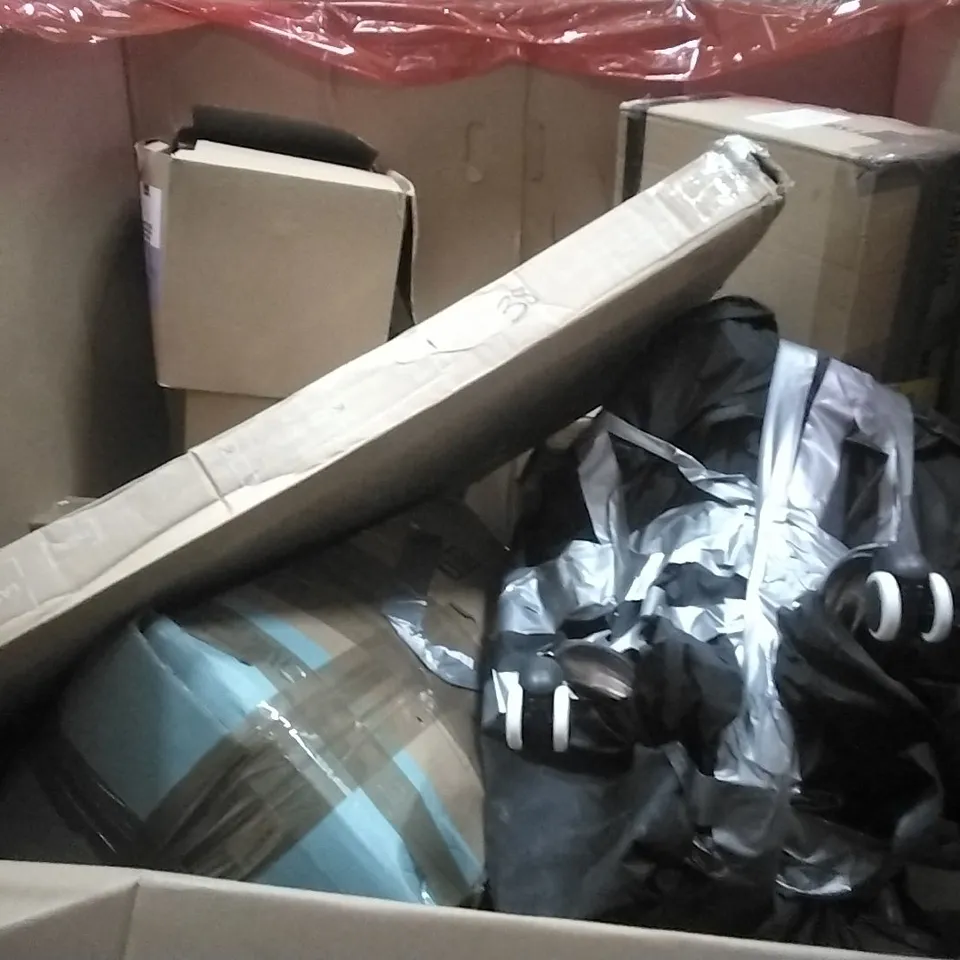 PALLET OF HOUSEHOLD ITEMS TO INCLUDE AIR BED,MIRROR, TV FLOOR STAND,INTELLIGENT CLIP ON DESK LAMP AND OTHER ASSORTED ITEMS...