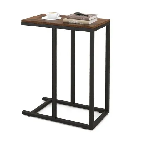 BOXED 52CM X 32CM END TABLE WOOD C TABLE WITH METAL BASE (1 BOX)