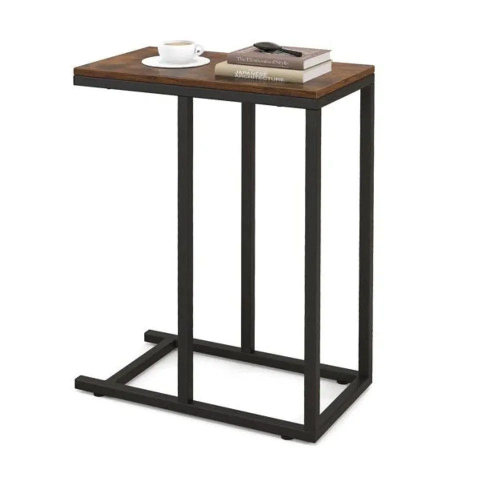 BOXED 52CM X 32CM END TABLE WOOD C TABLE WITH METAL BASE (1 BOX)