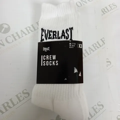 EVERLAST CREW SOCKS IN WHITE - SIZE 7-11