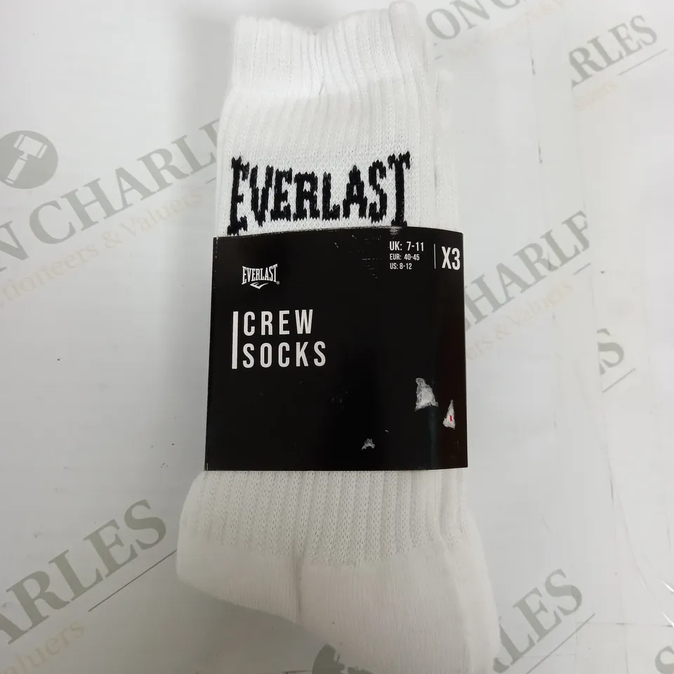 EVERLAST CREW SOCKS IN WHITE  - SIZE 7-11