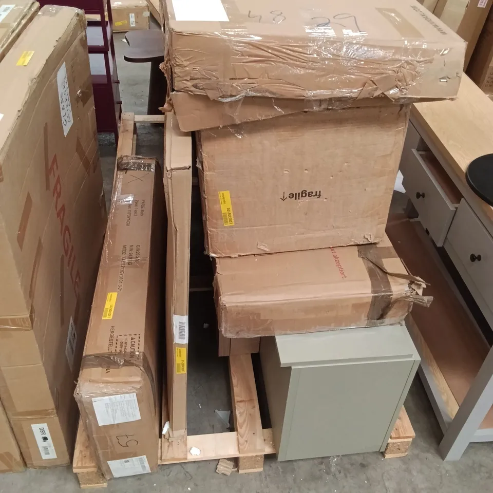 PALLET OF INCOMPLETE FURNITURE PARTS AND PIECES 