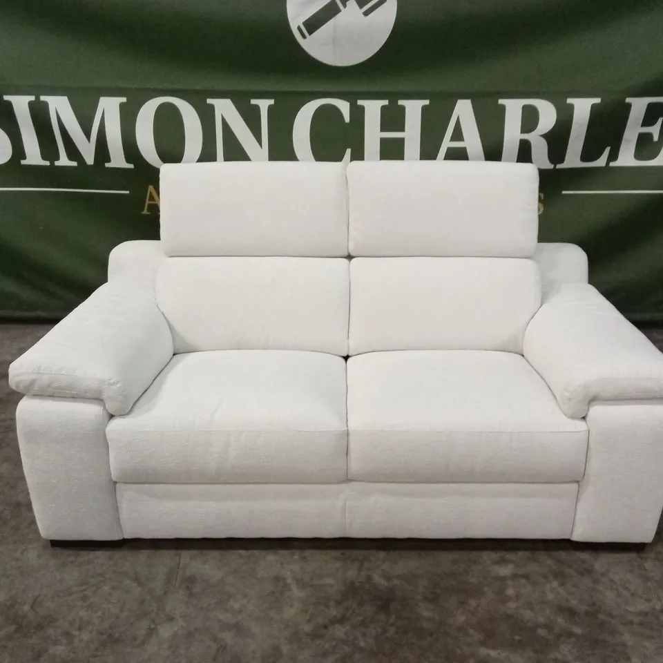 QUALITY DESIGNER ITALIAN MADE DEGANO 2 SEATER FABRIC UPHOLSTERED SOFA - WHITE