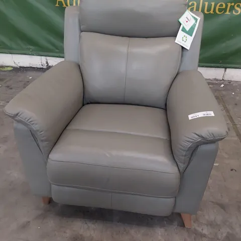 DESIGNER POWER RECLINING EASY CHAIR GREY LEATHER