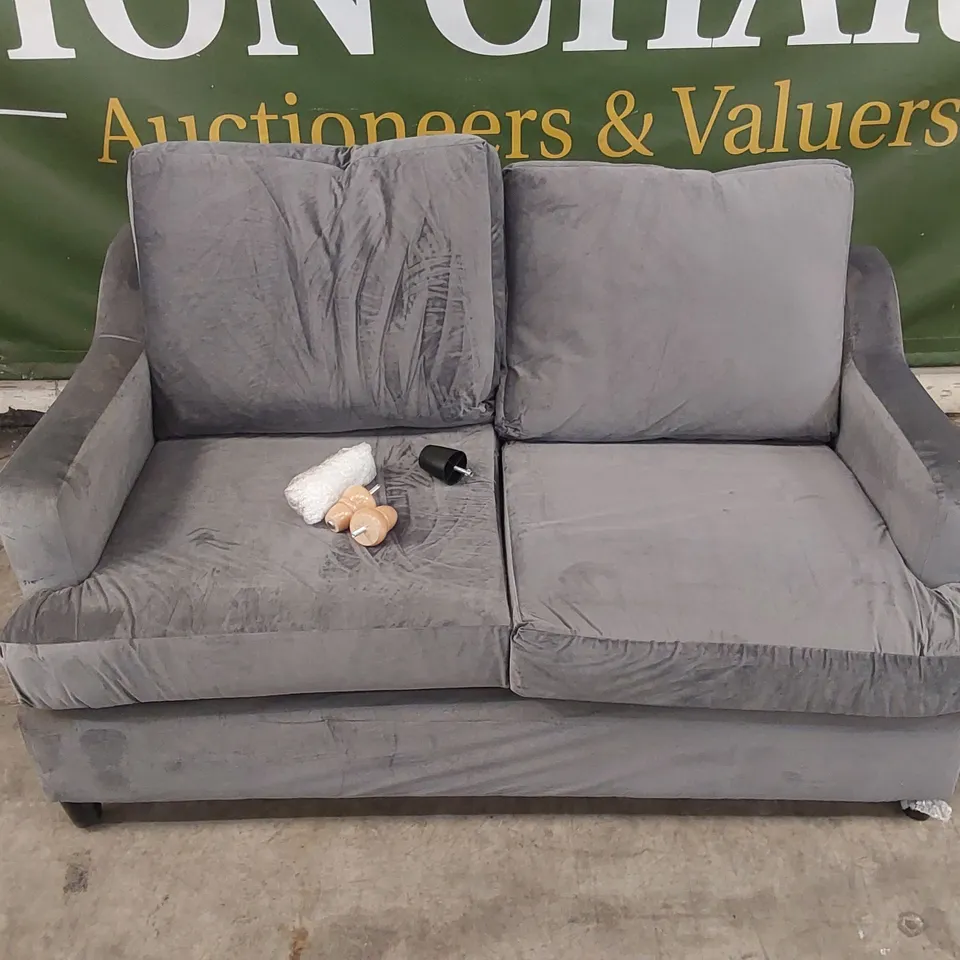 QUALITY DESIGNER ATWORTH 2 SEATER SOFA - GREY VELVET 