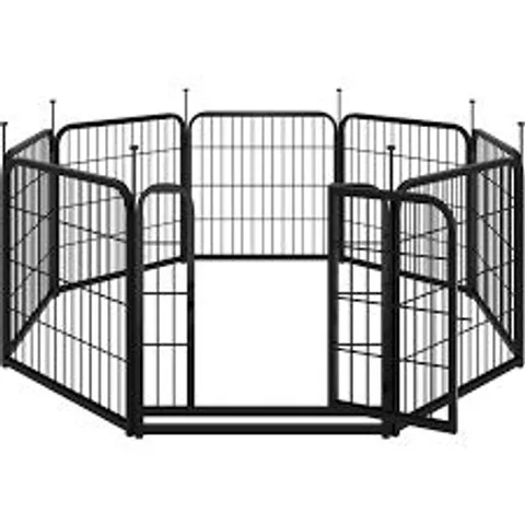 BOXED YAHEETECH 8-PANEL DOG PLAYPEN PET FENCE WITH DOOR - BLACK / 80CM ( 1 BOX )