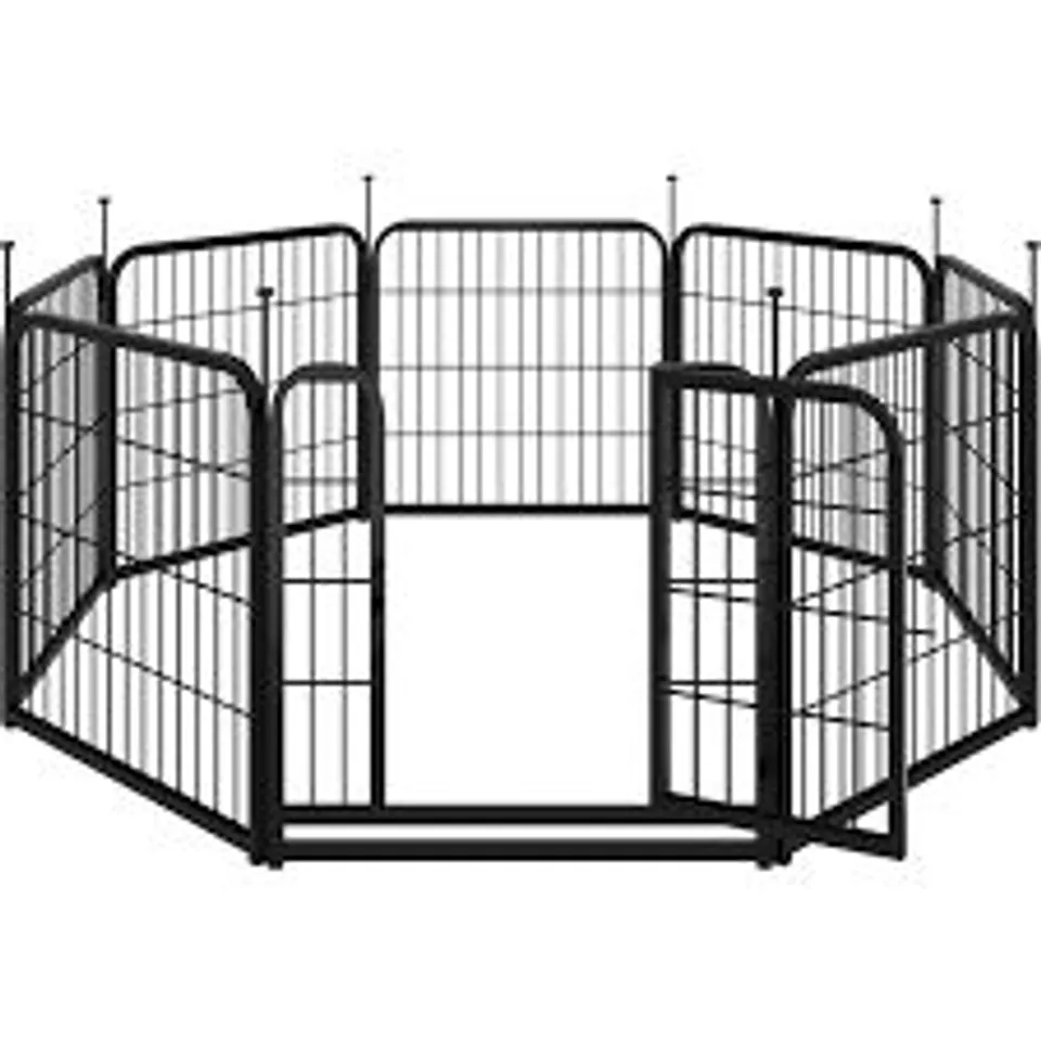 BOXED YAHEETECH 8-PANEL DOG PLAYPEN PET FENCE WITH DOOR - BLACK / 80CM ( 1 BOX )
