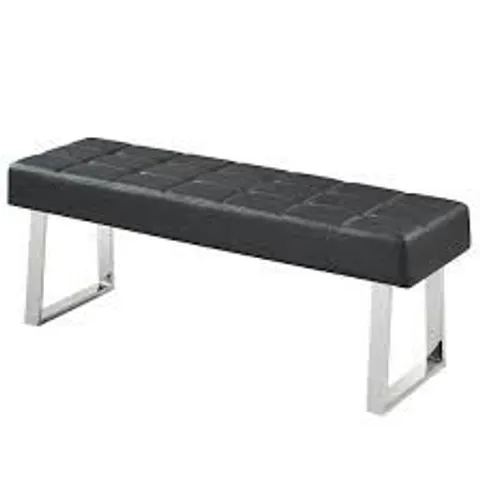BOXED AUSTIN DINING BENCH LARGE IN BLACK FAUX LEATHER WITH CHROME BASE (1 BOX)