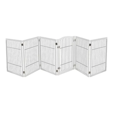 BOXED METAL AND MANUFACTURED WOOD FREE STANDING PET GATE (1 BOX)